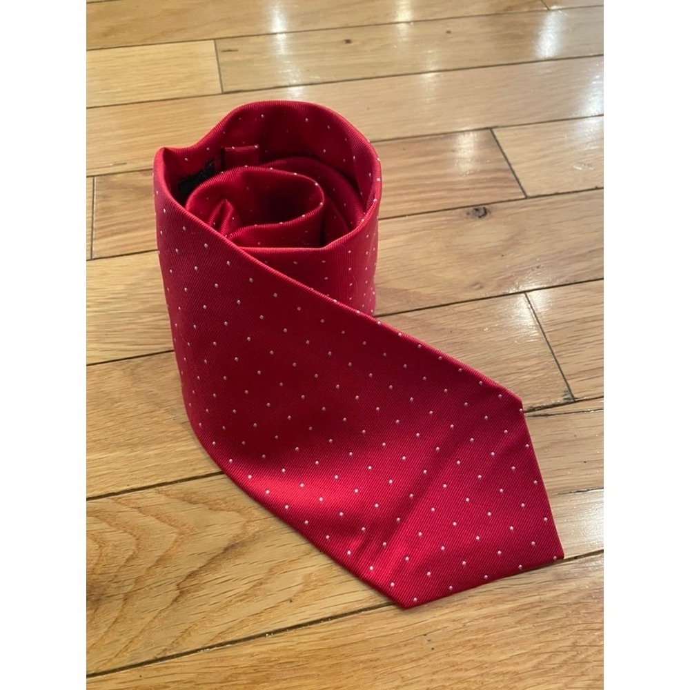 Zianetti Mens Red Polka Dot 100% Silk Italian Silk Collection Necktie